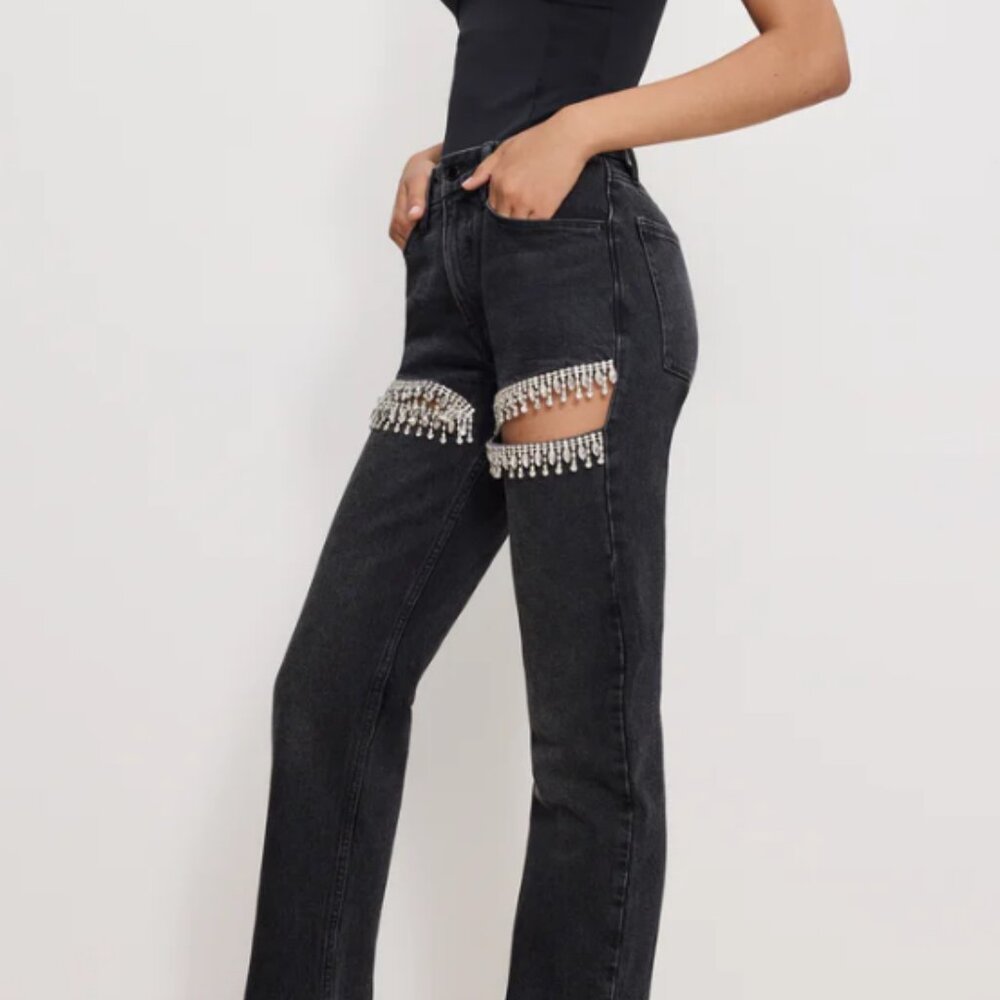 🖤💎 NWOT Good American Icon Straight Diamond Jeans- size 14 💎🖤 - Picture 3 of 12